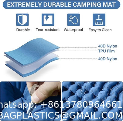 Double Sleeping Pad Camping, Camping Self Inflating 4" Extra-Thick Camping Pad 2 Person Pillow Built-in Foot Pump