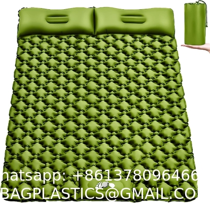 Double Sleeping Pad Camping, Camping Self Inflating 4" Extra-Thick Camping Pad 2 Person Pillow Built-in Foot Pump