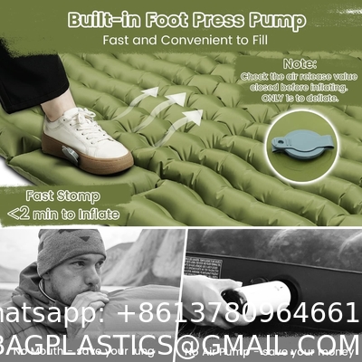 Double Sleeping Pad Camping, Camping Self Inflating 4" Extra-Thick Camping Pad 2 Person Pillow Built-in Foot Pump