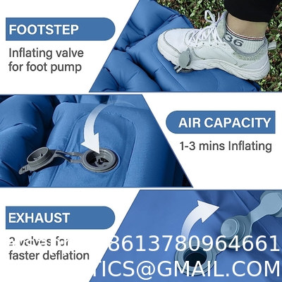 Double Sleeping Pad Camping, Camping Self Inflating 4" Extra-Thick Camping Pad 2 Person Pillow Built-in Foot Pump