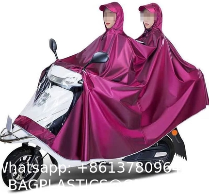 Unisex Adult Rain Poncho Outdoors Bike Ebike Motorcycle Scooter Cycling Jacket Raincoat Hooded Cape, Purple, 6XL