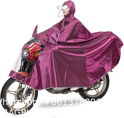 Unisex Adult Rain Poncho Outdoors Bike Ebike Motorcycle Scooter Cycling Jacket Raincoat Hooded Cape, Purple, 6XL