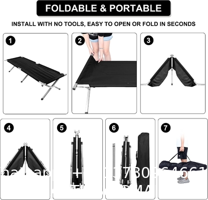Folding Metal Bunk Cot Steel Frame Sleep Adjustable Foldable Portable Single Outdoor Camping Bed