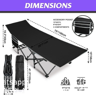 Oversized Portable Foldable Outdoor Bed for Adults Kids, Heavy Duty Cot Traveling Gear Supplier, Office Nap, Beach