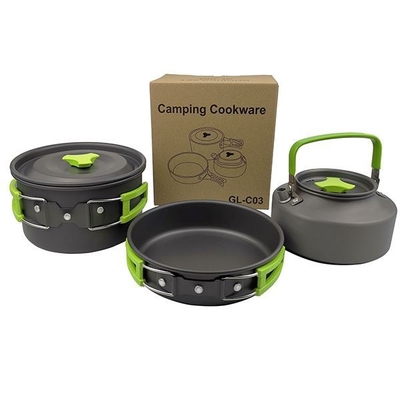 Camping Cookware Pots And Pans, Camping Cookware Mess Kit,Non-Stick Lightweight Pots Set Portable Outdoor Cookware