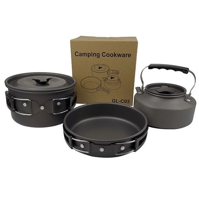 Camping Cookware Pots And Pans, Camping Cookware Mess Kit,Non-Stick Lightweight Pots Set Portable Outdoor Cookware
