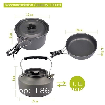 Camping Cookware Pots And Pans, Camping Cookware Mess Kit,Non-Stick Lightweight Pots Set Portable Outdoor Cookware