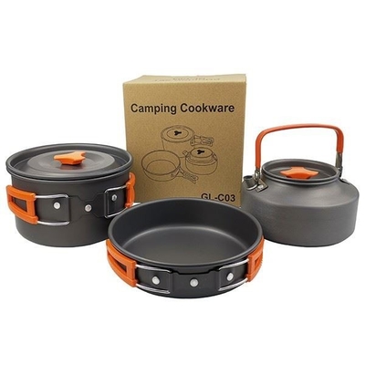 Camping Cookware Pots And Pans, Camping Cookware Mess Kit,Non-Stick Lightweight Pots Set Portable Outdoor Cookware