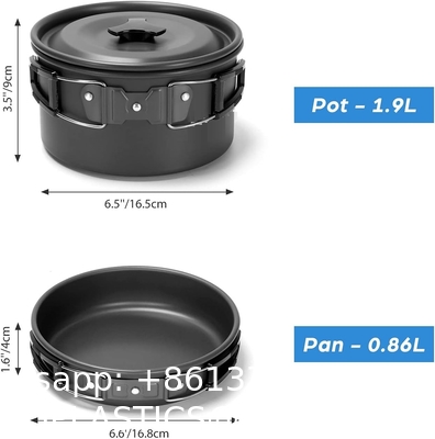 Camping Cookware Pots And Pans, Camping Cookware Mess Kit,Non-Stick Lightweight Pots Set Portable Outdoor Cookware