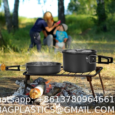 Camping Cookware Pots And Pans, Camping Cookware Mess Kit,Non-Stick Lightweight Pots Set Portable Outdoor Cookware