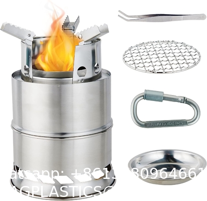 Mini Portable Wood Burning Stove, Camping Stove Foldable Stainless Steel Backpacking Cookware Rocket Stove