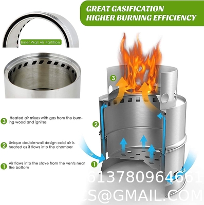 Mini Portable Wood Burning Stove, Camping Stove Foldable Stainless Steel Backpacking Cookware Rocket Stove