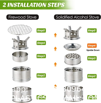 Mini Portable Wood Burning Stove, Camping Stove Foldable Stainless Steel Backpacking Cookware Rocket Stove
