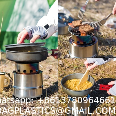 Mini Portable Wood Burning Stove, Camping Stove Foldable Stainless Steel Backpacking Cookware Rocket Stove
