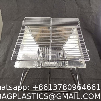 Picnic Outdoor Charcoal Barbecue Grill, Portable Charcoal Grill, Folding Stainless Steel Camping Fire Pit