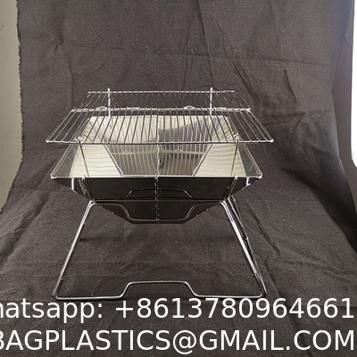 Picnic Outdoor Charcoal Barbecue Grill, Portable Charcoal Grill, Folding Stainless Steel Camping Fire Pit