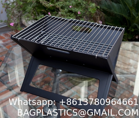 Picnic Outdoor Charcoal Barbecue Grill, Portable Charcoal Grill, Folding Stainless Steel Camping Fire Pit