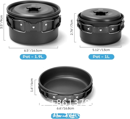 Stainless Steel Camping Outdoor Cookware Mess Kit Set, Folding Cookset Camping Teapot and Pans Set Equipment