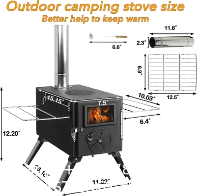 Titanium Tent Wood Stove Oven Folding Portable Log Winter Camping Foldable Ultra Light Hiking Cooking Bbq Chimney