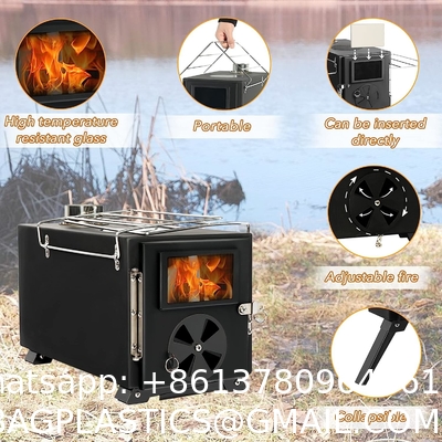 Titanium Tent Wood Stove Oven Folding Portable Log Winter Camping Foldable Ultra Light Hiking Cooking Bbq Chimney