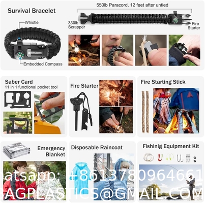 Emergency Survival Kit, First Aid Kit Professional Survival Gear Tool with IFAK Molle System Compatible Bag, Gift