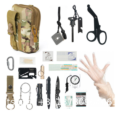 Emergency Survival Kit, First Aid Kit Professional Survival Gear Tool with IFAK Molle System Compatible Bag, Gift