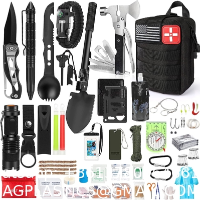 Emergency Survival Kit, First Aid Kit Professional Survival Gear Tool with IFAK Molle System Compatible Bag, Gift