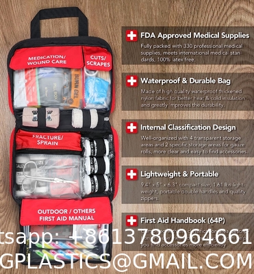 Trauma Medical Kits, 330 Piece First Aid Kit, Premium Waterproof Compact Trauma Medical Kits for Any Emergencies