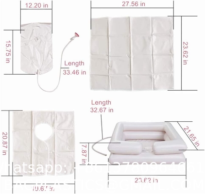 Inflatable Shampoo Basin with Bedside PVC Shower Bag Combo Pack, Shampoo Bowl with Sprayer and Water Bag