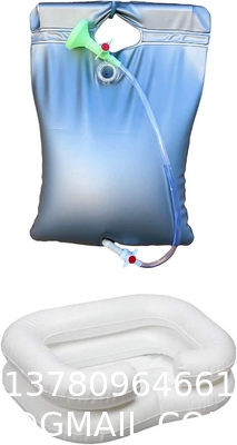 Inflatable Shampoo Basin with Bedside PVC Shower Bag Combo Pack, Shampoo Bowl with Sprayer and Water Bag