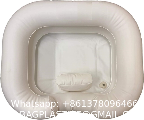 Inflatable Shampoo Basin with Bedside PVC Shower Bag Combo Pack, Shampoo Bowl with Sprayer and Water Bag