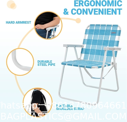 Lawn Beach Chair, Portable Aluminum Dual-Purpose 5-Position Adjustable Durable Folding Beach Chair