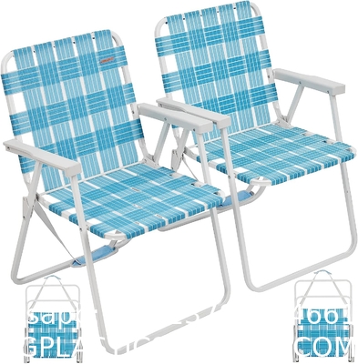 Lawn Beach Chair, Portable Aluminum Dual-Purpose 5-Position Adjustable Durable Folding Beach Chair