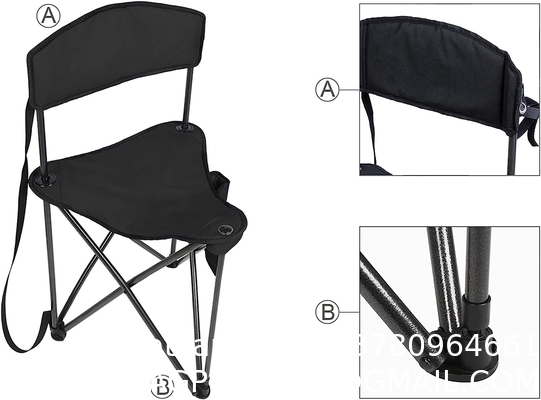 Portable Triangle Camping Fishing Chair, Tripod Stool With Backrest Fishing Camping Chair With Carry Strap