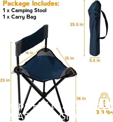 Portable Triangle Camping Fishing Chair, Tripod Stool With Backrest Fishing Camping Chair With Carry Strap