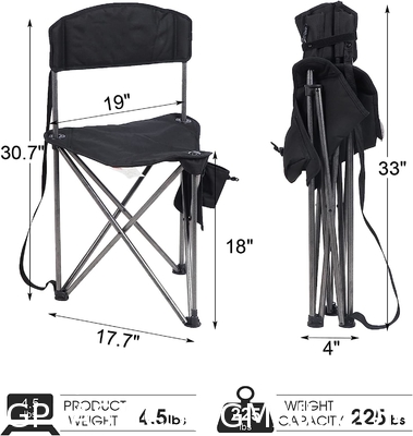 Portable Triangle Camping Fishing Chair, Tripod Stool With Backrest Fishing Camping Chair With Carry Strap