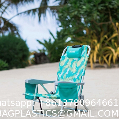 Backpack Beach Chair 5 Positions and Cup Holder Pouch on Side Padded Pillow Storage Bag Lightweight Rustproof