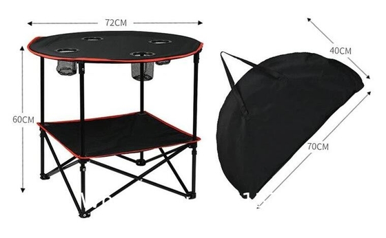 Folding Chair Table Camping Set, Table with 4 Cup Holders, Collapsible Canvas Portable Tables Folding BBQ Outdoor