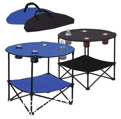 Folding Chair Table Camping Set, Table with 4 Cup Holders, Collapsible Canvas Portable Tables Folding BBQ Outdoor