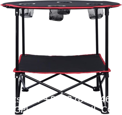 Folding Chair Table Camping Set, Table with 4 Cup Holders, Collapsible Canvas Portable Tables Folding BBQ Outdoor