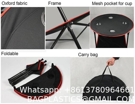 Folding Chair Table Camping Set, Table with 4 Cup Holders, Collapsible Canvas Portable Tables Folding BBQ Outdoor