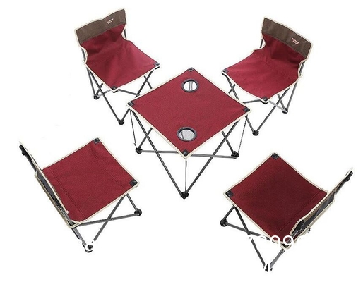 Folding Chair Table Camping Set, Table with 4 Cup Holders, Collapsible Canvas Portable Tables Folding BBQ Outdoor