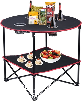 Folding Chair Table Camping Set, Table with 4 Cup Holders, Collapsible Canvas Portable Tables Folding BBQ Outdoor
