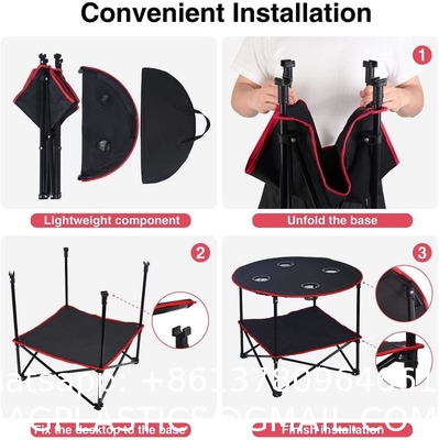 Folding Chair Table Camping Set, Table with 4 Cup Holders, Collapsible Canvas Portable Tables Folding BBQ Outdoor