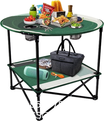 Folding Chair Table Camping Set, Table with 4 Cup Holders, Collapsible Canvas Portable Tables Folding BBQ Outdoor