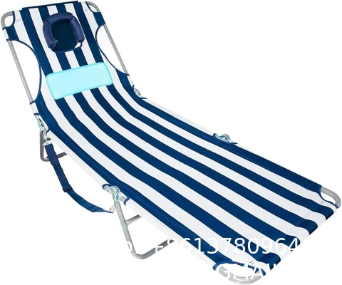Folding Outdoor Chaise Lounge Chair, 5-Position Adjustable Beach, Sunbathing, Patio, Pool, Lawn, Lay Flat Portable