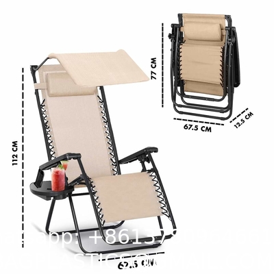 Sun Lounger, Frame Folding Zero Gravity Recliner For Sleeper, Carry Folding Leisure Patio Lounger With Canop