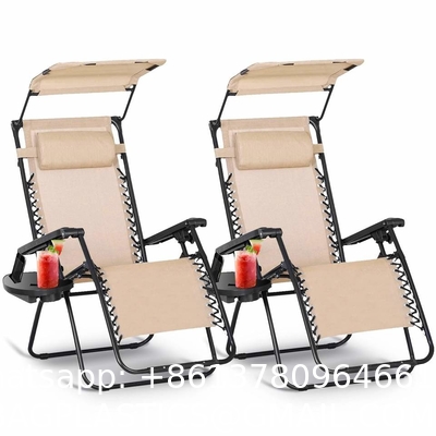Sun Lounger, Frame Folding Zero Gravity Recliner For Sleeper, Carry Folding Leisure Patio Lounger With Canop