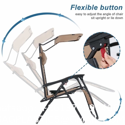 Sun Lounger, Frame Folding Zero Gravity Recliner For Sleeper, Carry Folding Leisure Patio Lounger With Canop