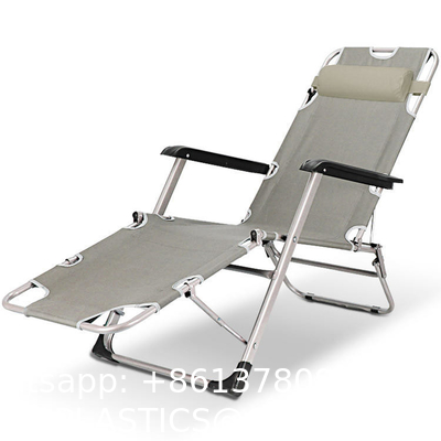 Patio Chaise Lounge Chair for Outdoor with Detachable Pocket and Pillow, Portable Sun Lounger Recliner for Beach